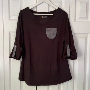 Vtg Christine Alexander rhinestone black blouse